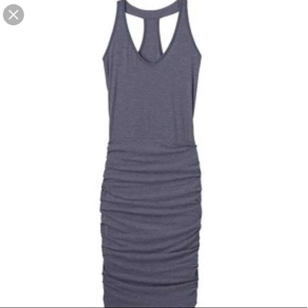 Athleta Racerback Ruched Tank Dress Navy S